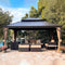 PURPLE LEAF Hardtop Pavillon 3.65×4.85M Wasserdicht Stabil Winterfest Gartenpavillon mit Moskitonetz Alu Pavillon mit Stahldach, Bronze