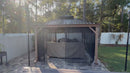PURPLE LEAF Holzoptik Pavillon Hardtop 3.65×4.85M Wasserdichter Gartenpavillon mit Aluminium-Stahldach