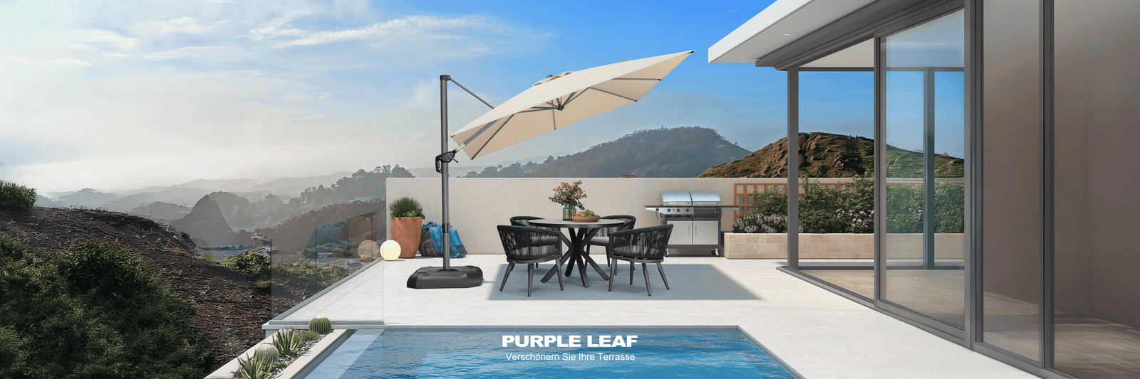 Tropishade Terrassenschirm – Bronzefarben, Mit Kurbel & Windventil, Für Sonnenschutz Im Garten
