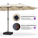 PURPLE LEAF Doppelseitiger Sonnenschirm mit LED-Beleuchtung – inklusive Sockel für den Außenbereich