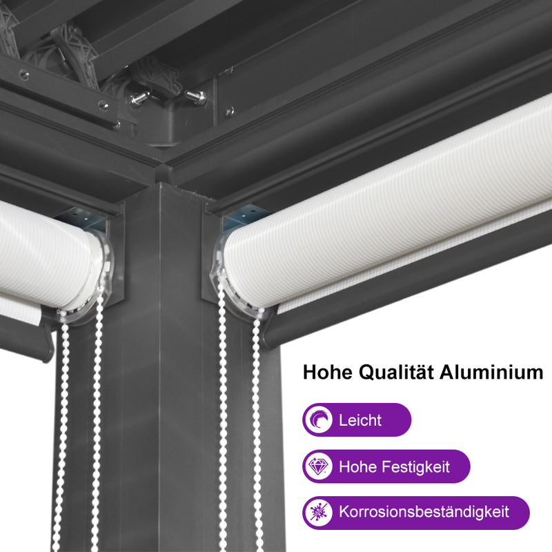 PURPLE LEAF Rollos für Lamellen Pergola Wärmedämmung UV-Schutz Sonnenschutz Waterproof-Gewebe  Sichtschutz pflegeleicht für Terrasse Seitenrollo