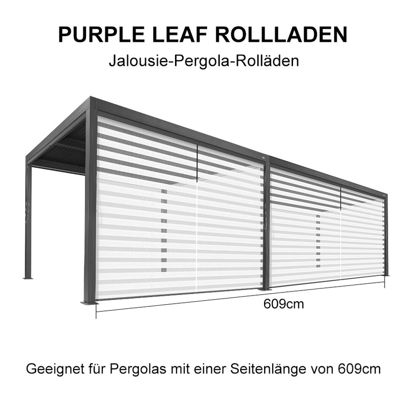 PURPLE LEAF Rollos für Lamellen Pergola Wärmedämmung UV-Schutz Sonnenschutz Waterproof-Gewebe  Sichtschutz pflegeleicht für Terrasse Seitenrollo