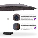 PURPLE LEAF Doppelseitiger Sonnenschirm mit LED-Beleuchtung – inklusive Sockel für den Außenbereich