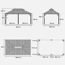 PURPLE LEAF Grau Alu Pavillon Wasserdicht Stabil Winterfest Wetterfest Gartenpavillon mit 4 Doppel Seitenteile Hardtop Pavillon mit Stahldach