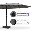 PURPLE LEAF Doppelseitiger Sonnenschirm mit LED-Beleuchtung – inklusive Sockel für den Außenbereich