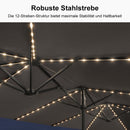 PURPLE LEAF Doppelseitiger Sonnenschirm mit LED-Beleuchtung – inklusive Sockel für den Außenbereich