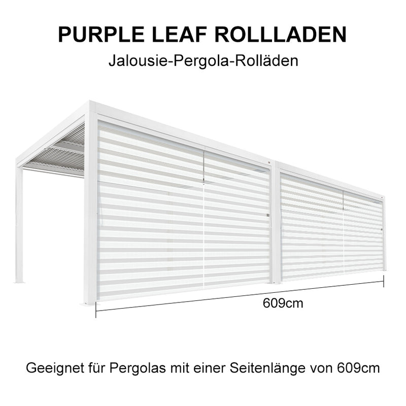 PURPLE LEAF Rollos für Lamellen Pergola Wärmedämmung UV-Schutz Sonnenschutz Waterproof-Gewebe  Sichtschutz pflegeleicht für Terrasse Seitenrollo
