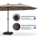 PURPLE LEAF Doppelseitiger Sonnenschirm mit LED-Beleuchtung – inklusive Sockel für den Außenbereich