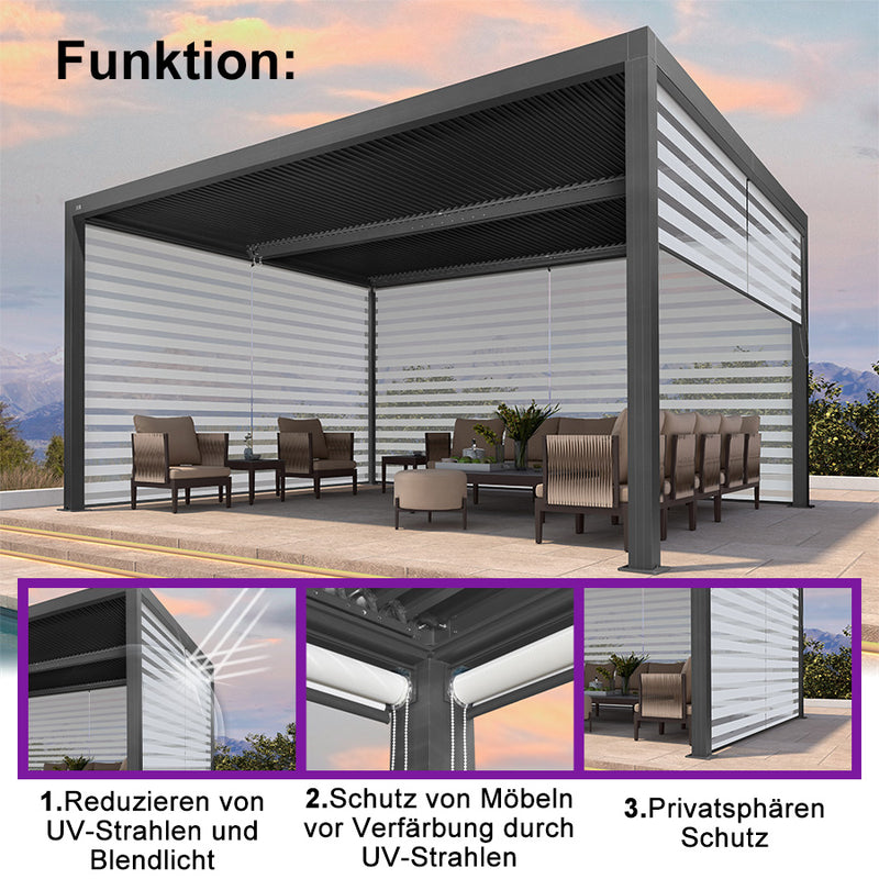 PURPLE LEAF Rollos für Lamellen Pergola Wärmedämmung UV-Schutz Sonnenschutz Waterproof-Gewebe  Sichtschutz pflegeleicht für Terrasse Seitenrollo