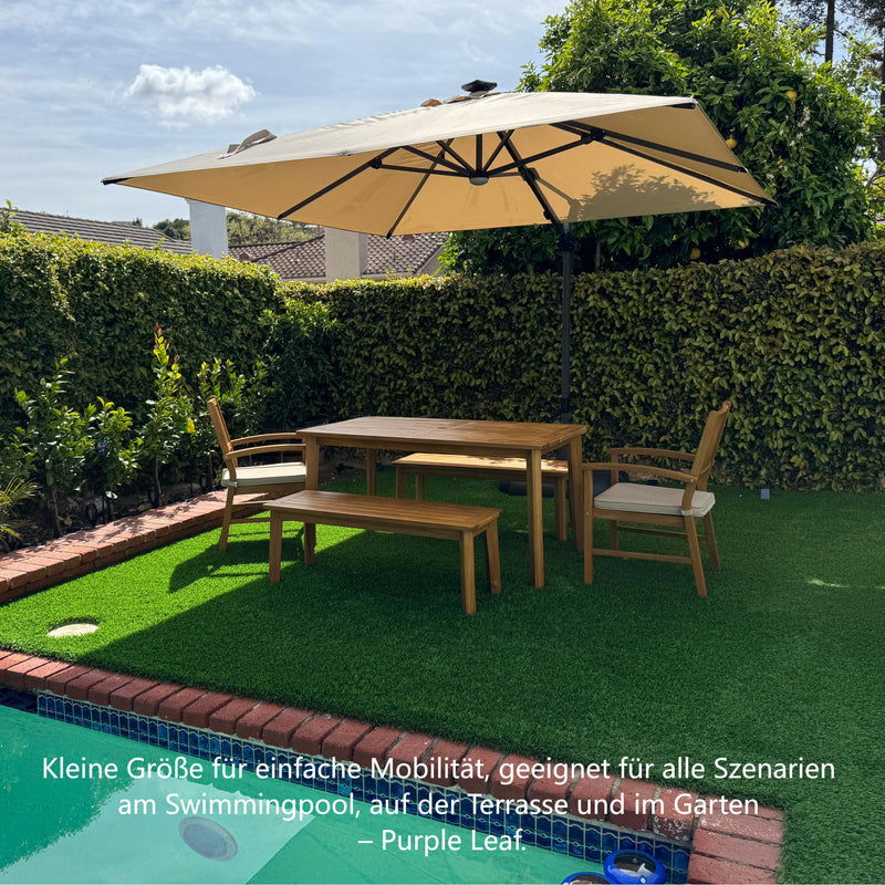 PURPLE LEAF Wirtschaftlicher Terrassen-Sonnenschirm mit drehbarem Rechteck und quadratischem Outdoor-Sonnenschirm