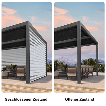 PURPLE LEAF Rollos für Lamellen Pergola Wärmedämmung UV-Schutz Sonnenschutz Waterproof-Gewebe Sichtschutz pflegeleicht für Terrasse Seitenrollo