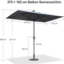 PURPLE LEAF Mittelstock-Sonnenschirm mit Kurbel & Neigungsfunktion – ideal für Terrasse und Garten
