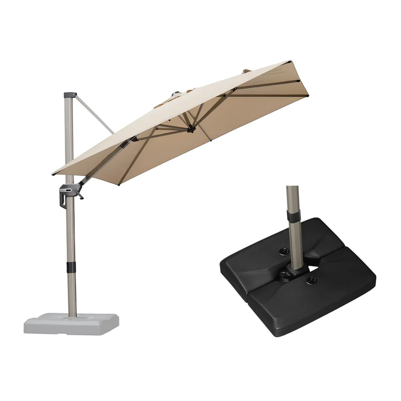 PURPLE LEAF Deluxe - Aluminium Outdoor Patio-Sonnenschirm Quadratisch mit Schirmständer Edel, windfest und vielseitig einstellbar