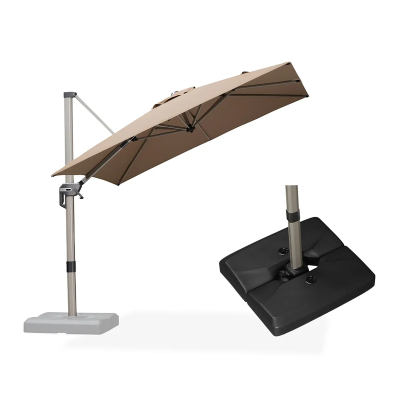 PURPLE LEAF Deluxe - Aluminium Outdoor Patio-Sonnenschirm Quadratisch mit Schirmständer Edel, windfest und vielseitig einstellbar