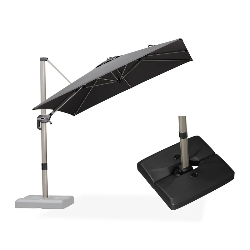 PURPLE LEAF Deluxe - Aluminium Outdoor Patio-Sonnenschirm Quadratisch mit Schirmständer Edel, windfest und vielseitig einstellbar