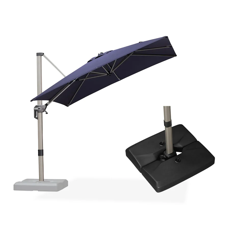 PURPLE LEAF Deluxe - Aluminium Outdoor Patio-Sonnenschirm Quadratisch mit Schirmständer Edel, windfest und vielseitig einstellbar