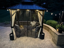 Purple Leaf Bronzer Hardtop-Gartenpavillon mit, verzinktem Stahl-Doppeldach, Netz und Vorhängen, milchweißen Lichterketten