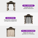 Purple Leaf Bronzer Hardtop-Gartenpavillon für Terrasse mit verzinktem Stahl-Doppeldach, Netz und Vorhängen