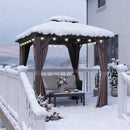 PURPLE LEAF Grauer Hardtop-Pavillon mit robustem Doppel-Dach aus verzinktem Stahl und Lichterkette - transparent