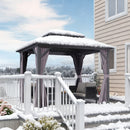 PURPLE LEAF Graues Hardtop-Pavillon mit strapazierfähigem verzinktem Stahl-Dach in Doppeldach-Ausführung mit Netz und Vorhängen