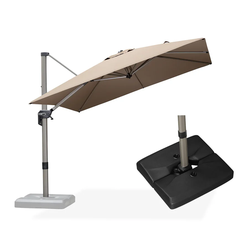 PURPLE LEAF Deluxe - Aluminium Outdoor Patio-Sonnenschirm Quadratisch mit Schirmständer Edel, windfest und vielseitig einstellbar