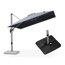 PURPLE LEAF Deluxe - Aluminium Outdoor Patio-Sonnenschirm Quadratisch mit Schirmständer Edel, windfest und vielseitig einstellbar