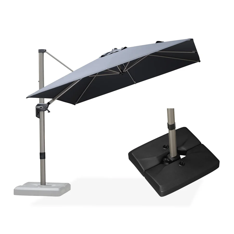 PURPLE LEAF Deluxe - Aluminium Outdoor Patio-Sonnenschirm Quadratisch mit Schirmständer Edel, windfest und vielseitig einstellbar