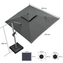 PURPLE LEAF klassisches Sonnenschirm Set – Ampelschirm mit Ständer und integrierter LED-Beleuchtung, 360° drehbar, mit Kurbel