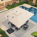 PURPLE LEAF klassisches Sonnenschirm Set – Ampelschirm mit Ständer und integrierter LED-Beleuchtung, 360° drehbar, mit Kurbel