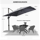 PURPLE LEAF Sonnenschirm Groß Ampelschirm mit Kurbel 360-Grad Drehbar mit Fußpedal für Terrasse, Balkon Sonnenschutz