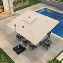 PURPLE LEAF klassisches Sonnenschirm Set – Ampelschirm mit Ständer und integrierter LED-Beleuchtung, 360° drehbar, mit Kurbel