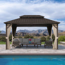 Purple Leaf Bronzer Hardtop-Gartenpavillon für Terrasse mit verzinktem Stahl-Doppeldach, Netz und Vorhängen