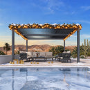 PURPLE LEAF Lamellen Pergola Outdoor Aluminium Pergola Freistehend Pergola mit Lamellendach Einstellbar Hardtop Pavillon,mit Geeignet für Garten Terrasse Hinterhof,Grau