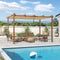PURPLE LEAF Pergola Metall Holzoptik Garten Pavillon Aluminum Pergola Wasserdicht Sonnendach mit Schiebedach, Gartenpavillon Mit Markisenschutz