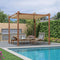 PURPLE LEAF Pergola Metall Holzoptik Garten Pavillon Aluminum Pergola Wasserdicht Sonnendach mit Schiebedach, Gartenpavillon Mit Markisenschutz