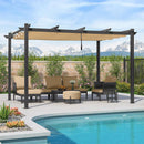 PURPLE LEAF Pergola Aluminium Einziehbare für den Außenbereich mit Sonnenschutzdach, Terrasse, Unterstand für Hinterhof, Metallgrill-Pavillon-PRG