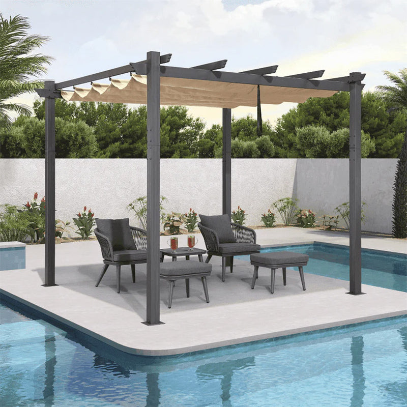 PURPLE LEAF Pergola Metall Garten Pavillon Pergola Wasserdicht Stabil Winterfest, Gartenpavillon Mit Sonnenschutz Überdachung