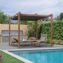 PURPLE LEAF Pergola Metall Holzoptik Garten Pavillon Aluminum Pergola Wasserdicht Sonnendach mit Schiebedach, Gartenpavillon Mit Markisenschutz