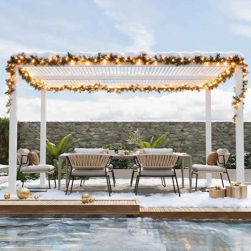 PURPLE LEAF Lamellen Pergola lamellendach Moderne weiße Pergola mit verstellbarem Dach für Terrasse Hinterhof Garten