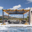 PURPLE LEAF Lamellen Pergola Outdoor Aluminium Pergola mit Verstellbarem Lamellendach für Terrasse und Garten Grau