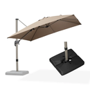 PURPLE LEAF Deluxe - Aluminium Outdoor Patio-Sonnenschirm Quadratisch mit Schirmständer Edel, windfest und vielseitig einstellbar