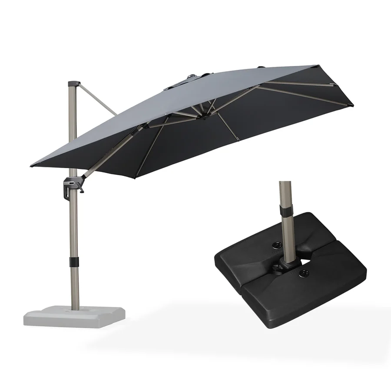 PURPLE LEAF Deluxe - Aluminium Outdoor Patio-Sonnenschirm Quadratisch mit Schirmständer Edel, windfest und vielseitig einstellbar