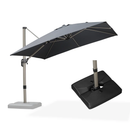 PURPLE LEAF Deluxe - Aluminium Outdoor Patio-Sonnenschirm Quadratisch mit Schirmständer Edel, windfest und vielseitig einstellbar