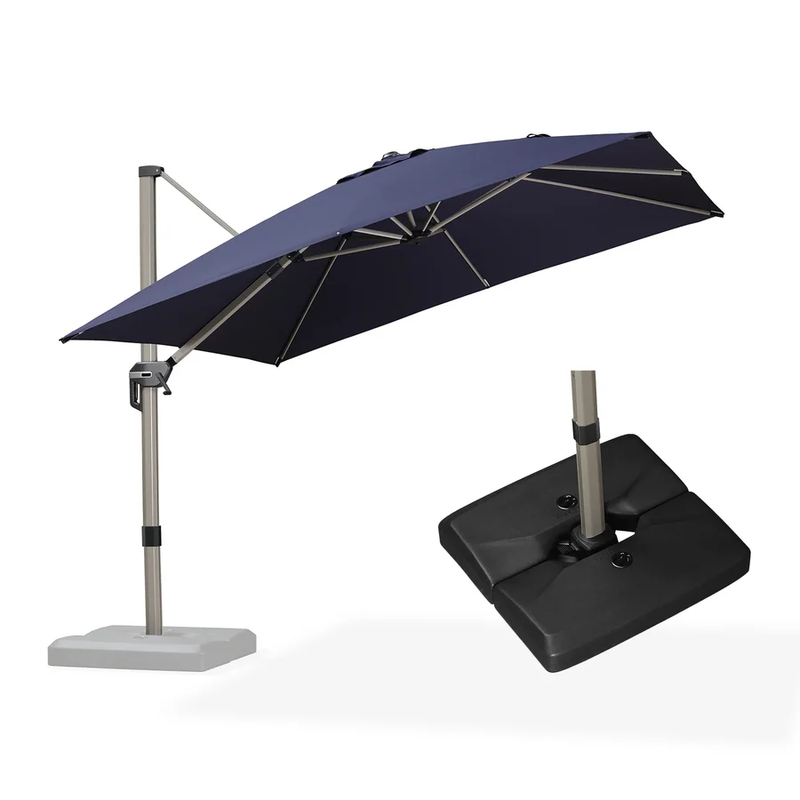 PURPLE LEAF Deluxe - Aluminium Outdoor Patio-Sonnenschirm Quadratisch mit Schirmständer Edel, windfest und vielseitig einstellbar