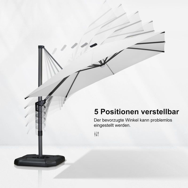 PURPLE LEAF LED Ampelschirm mit Kurbel 360-Grad Drehbar und Schirmständer