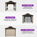 Purple Leaf Bronzer Hardtop-Gartenpavillon für Terrasse mit verzinktem Stahl-Doppeldach, Netz und Vorhängen