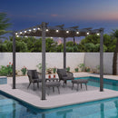 PURPLE LEAF Pergola Metall Garten Pavillon Aluminium Gazebo Wasserdicht Stabil Winterfest Gartenpavillon Mit Sonnenschutz Überdachung -milchweiße Lichterkette