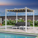 PURPLE LEAF Outdoor Retractable Pergola mit Doppelsonnenschutz-Überdachung Weiß Heavy-Duty Aluminium-Pergola Patio Moderne Pergola für Garten Deck Hinterhof-transparent