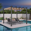 PURPLE LEAF Pergola Metall Garten Pavillon Aluminium Gazebo Wasserdicht Stabil Winterfest Gartenpavillon Mit Sonnenschutz Überdachung -milchweiße Lichterkette