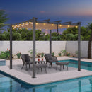 PURPLE LEAF Pergola Metall Garten Pavillon Aluminium Pergola Wasserdicht Stabil Winterfest Gartenpavillon Mit Sonnenschutz Überdachung mit Lichterkette - transparent